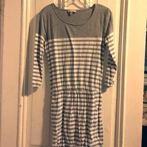 Banana Republic Gray/white striped Tshirt Dress